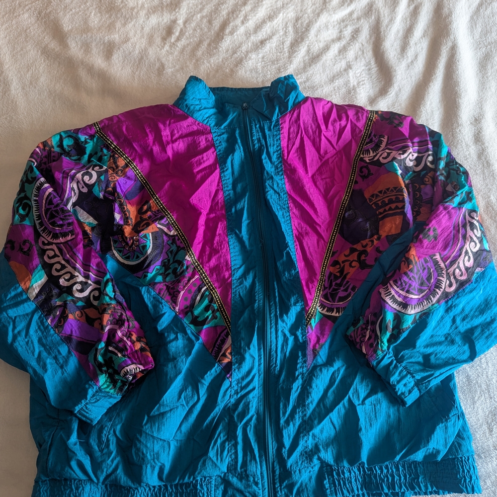 Just For Women Vintage Teal and Purple Windbreaker Jacket
